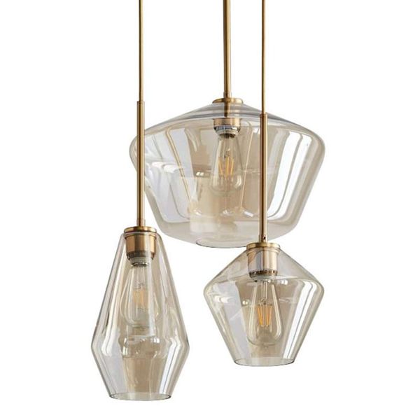 

modern geometric led glass pendant lights dia23x21cm/17x28cm/30x26cm led pendant lamp hanglampl hall parlor smoky hanging lamp