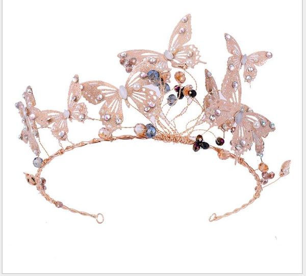 

korean butterfly crown wedding dress accessories bridal jewelry headwear headband, Silver