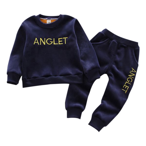 

baby girls boy long sleeve letters print autumn sweatshirt +pants trouser casual costume set