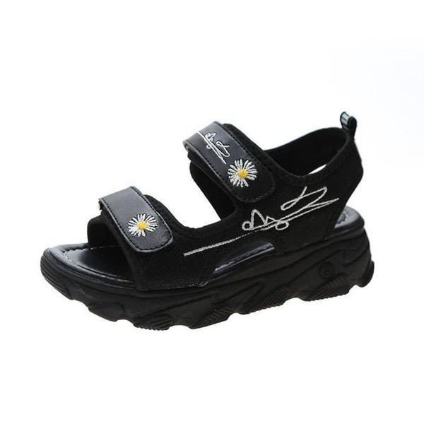 

summer women platform sandals flower design black white outdoor beach sandals thick sole casual platform shoes female