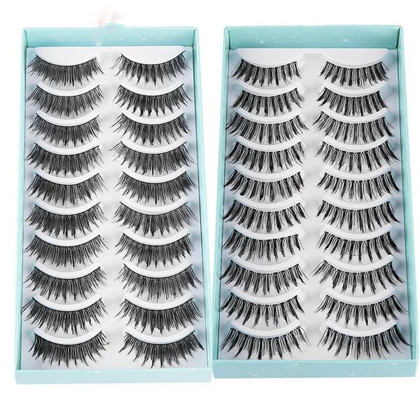 

10 pairs wispies false eyelashes thick long crisscross lashes extension handmade soft eye makeup tools