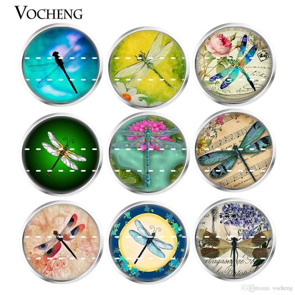 

noosa ginger snap button jewelry colorful dragonfly series glass snap charms 18mm mixed 20pcs lot wholesale vocheng vn-1813