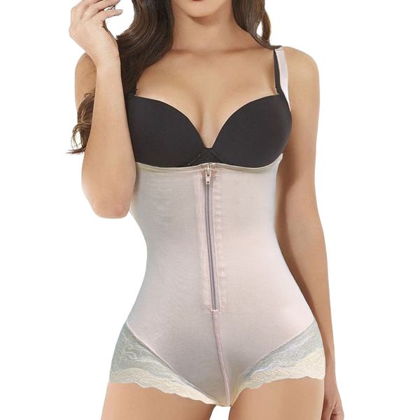 

women's slimming underwear bodysuit body shaper waist shaper shapewear postpartum recovery slimming zip corset, Black;white