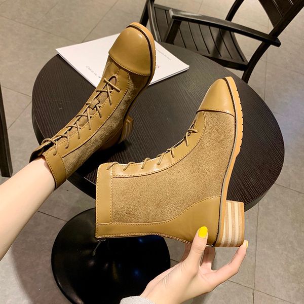 

agutzm woman boots women shoes ladies joker ankle boots women high heel platform rubber shoes autumn winter short y837, Black