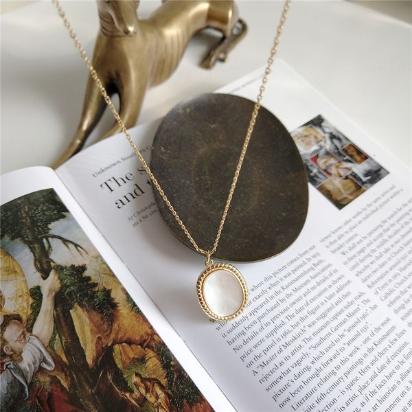 

925 sterling silver shell oval pendant necklace gold fashion elegant choker necklace for women new festival jewelry mother gift