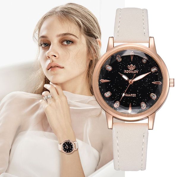 

fashion simple montre femme 2019 luxury temperament lady irregular mirror leather belt watch analog quartz relogio wristwatch, Slivery;brown