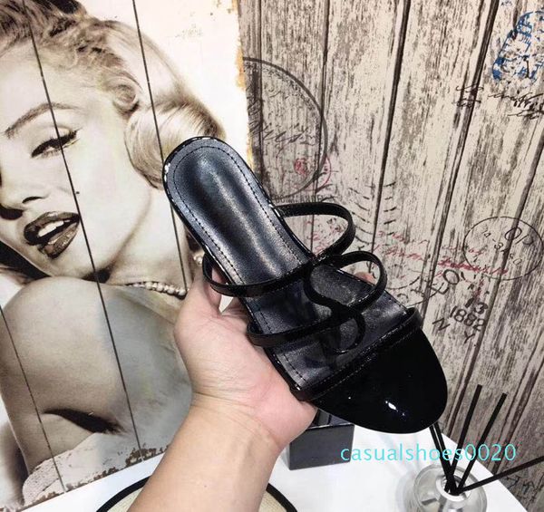 

2019 new europe and us summer cool slippers new fashion bow sandals beach sandals decorated with rivets c20, Black
