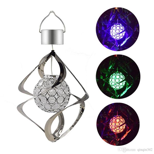 Holiday Party Decor light Lampade solari 7 colori di luce Lampade da prato Wind Chimes Wind Spinne LED Night Light