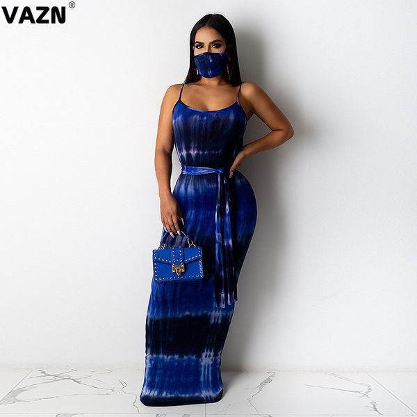 

casual dresses vazn 2021 list 2 piece mask lace up soft holiday young spaghetti strap sleeveless high waist women maxi dress, Black;gray