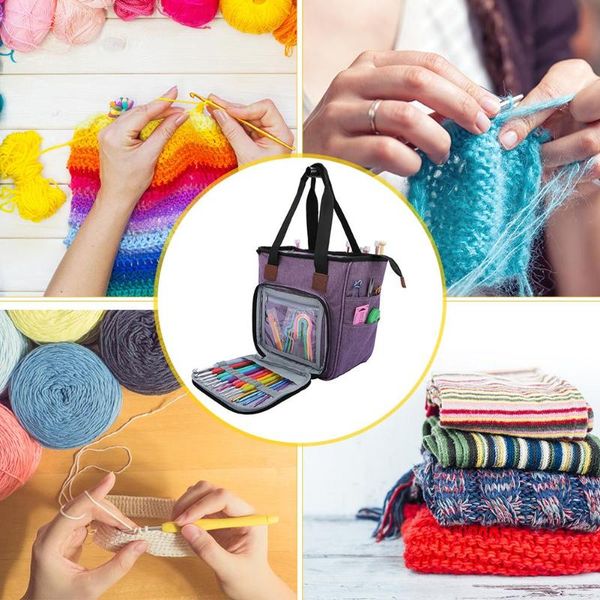

portable knitting bag wool crochet storage bags sewing needles organizer