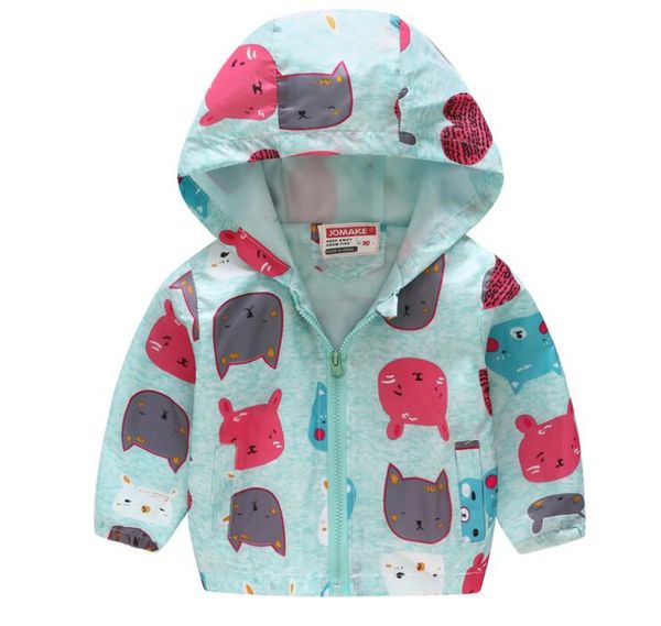 

wholesale spring and summer boys and girls fashion printed pattern hooded jacket zipper shirt children's jacket thin, Blue;gray