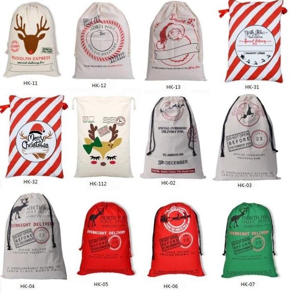 

2020 рождество большой холст monogrammable санта-клаус drawstring сумка с оленями, monogramable рождественские подарки sack сумки 1050
