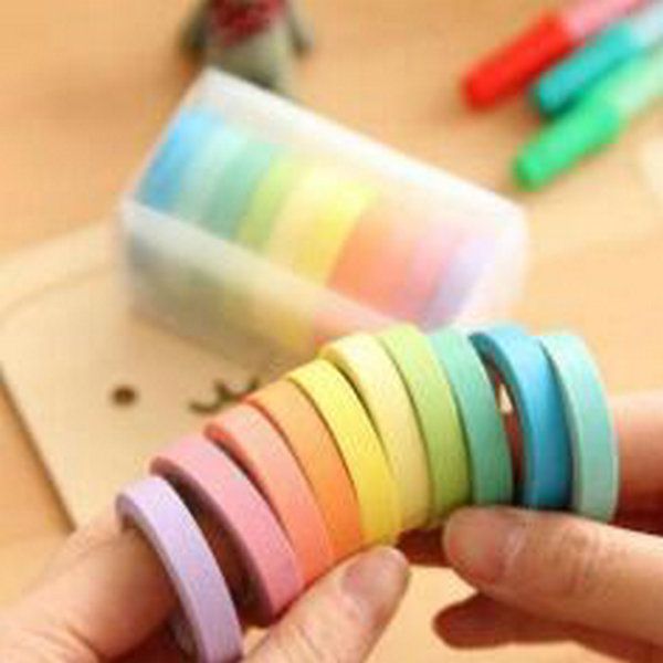 

2016 bayar di tempat10 rainbow sticky paper adhesive decorative tape scrapbooking diy gift bayar di bde2010 muyja