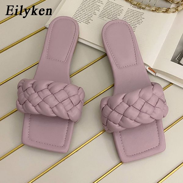

eilyken fashion womens slippers flat heel elegant ladies leisure shoes summer open toe weave leather sandal femmes, Black