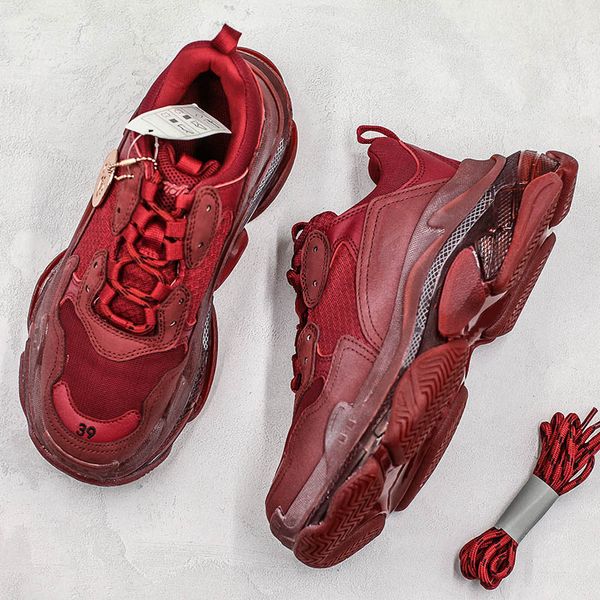 

2019 luxury paris triple s crystal sole sports shoes red old dad shoes fashion clunky sneakers size 36-45, Black