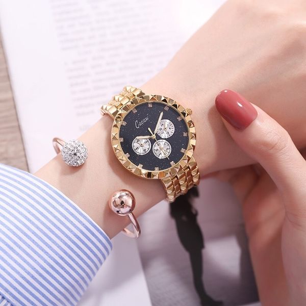 

new fashion rose gold silver women luxury gift set girl bracelet dress watch ladies quartz wrist watches c19041202, Slivery;brown