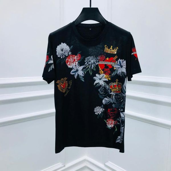 

w6159 2020 runway luxury european design short print party style t-shirts men's clothing, White;black
