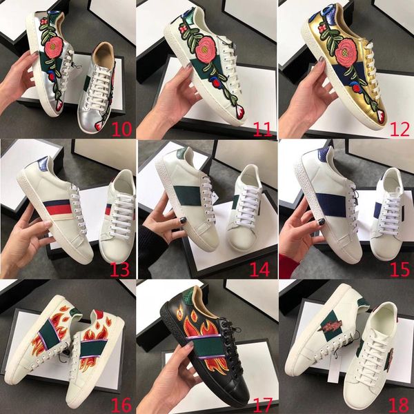 

new white trainers designer shoes ace genuine leather sneaker 100% men women classic casual shoes python tiger bee flower spikes love size, Black