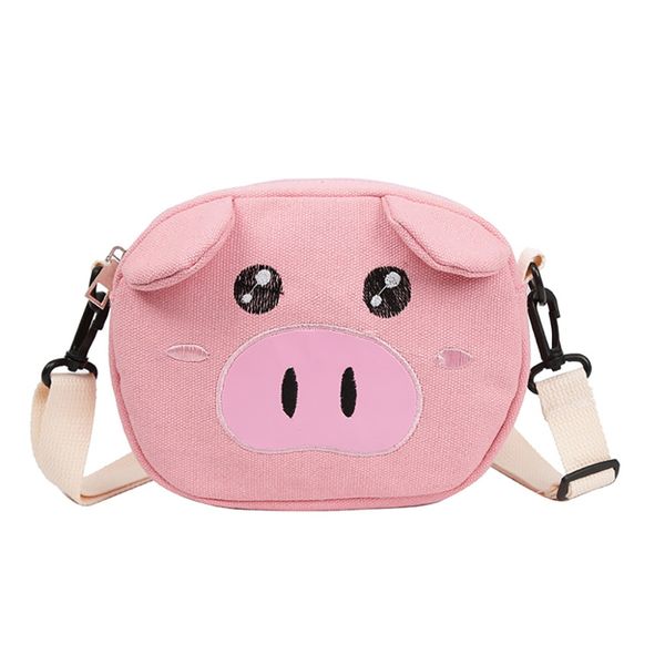 

fashion cartoon cute pig canvas soft embroidery shoulder bags handbags women 2019 summer new female messenger bags