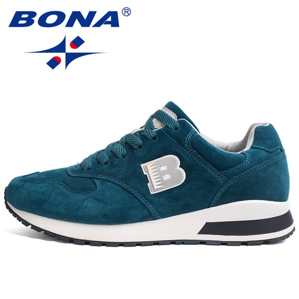 

bona new arrival men running shoes lace up sport shoes outdoor walking activities sneakers comfortable athletic shoes for men y200612, Black