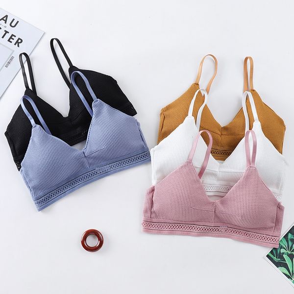 

seamless sports bra hollow out soft wire bra for women solid color underwear intimate new, Red;black