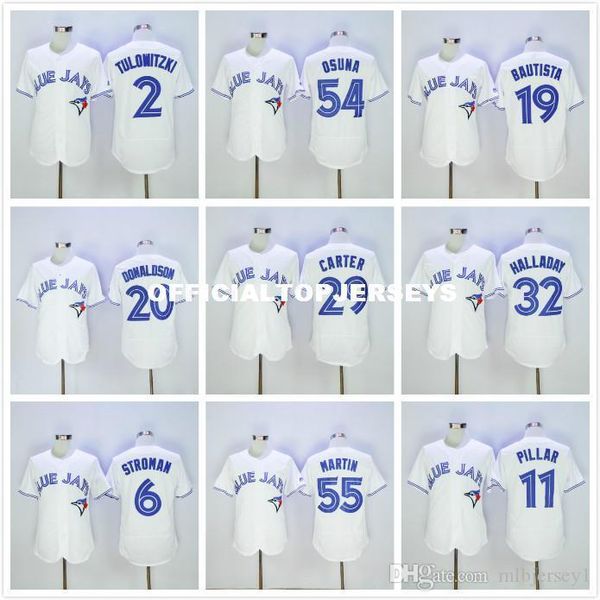 

6 stroman 32 roy halladay 19 jose bautista,20 josh donaldson 12 roberto alomar 55 russell martin jersey white, Black;blue