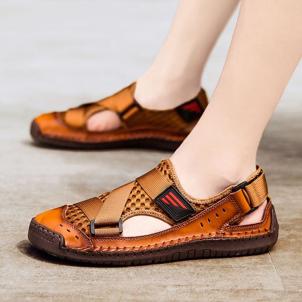 

sandals 2021 summer mens beach fashion outdoor men casual leather breathable shoes big size zapatos para hombre, Black