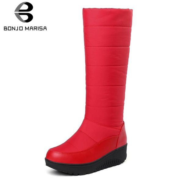 

bonjomarisa clearance sale concise platform mid-calf snow boots women winter warm fur boots winter warm shoes woman 35-44, Black