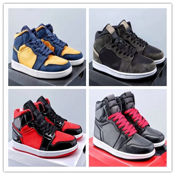 

wholesale with box 2020 new black satin 1s blue gold i men high basketball shoes outdoor trainers size 7-13