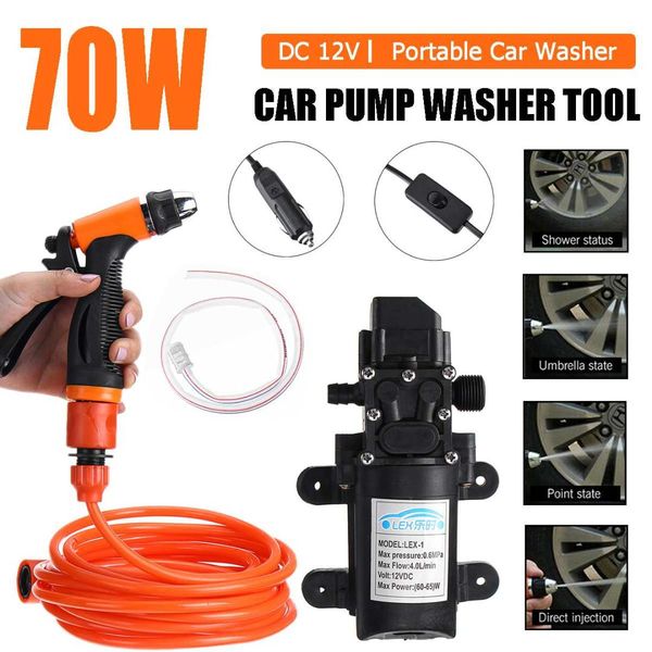 

12v 70w high pressure electric car portable spray cleaner watering wash intelligent pump cleaning kit +car bristle