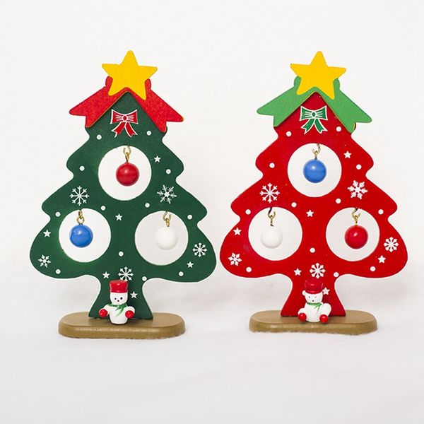 

christmas tree small ornament mini painted christmas tree decorations wooden card new year's decorations for home