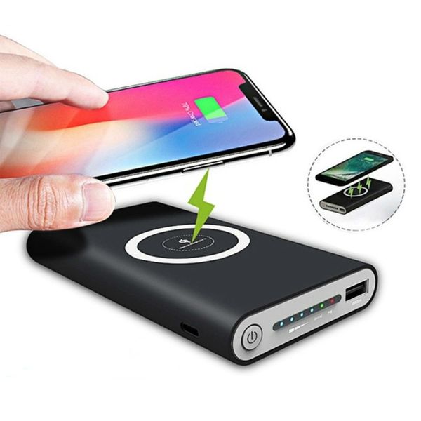 

power bank qi wireless charging 30000mah portable qi wireless mobile power lcd digital display led light lighting travel charger
