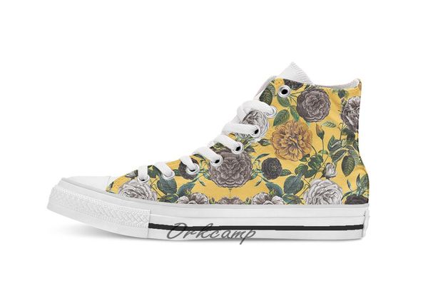 

summer botanical garden xi custom casual high lace-up canvas shoes sneakers drop shipping