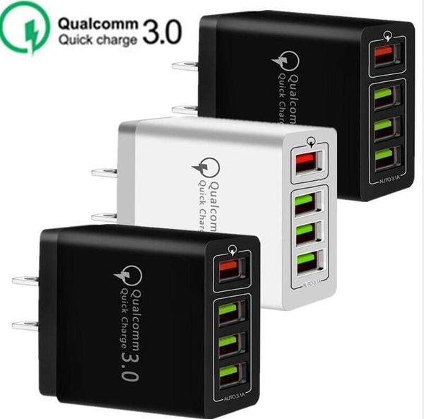 

30w 4 usb ports qc3.0 quick wall charger qc 3.0 fast charging wall charger power adpater for samsung huawei cell phone