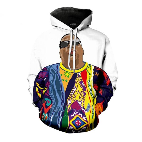 

новые смешные мужчины / женщины рэпер пресловутый b. i. g. biggie smalls тупак 2pac 3d печатный crewneck толстовка мода повседневная 3d толс, Black