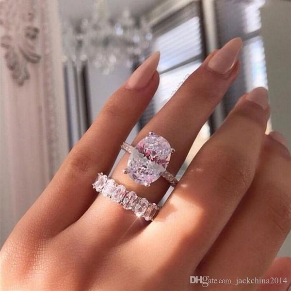 

victoria wieck luxury jewelry couple rings 925 sterling silver big oval cut white z cz diamond gemstones women wedding engagement ring, Slivery;golden