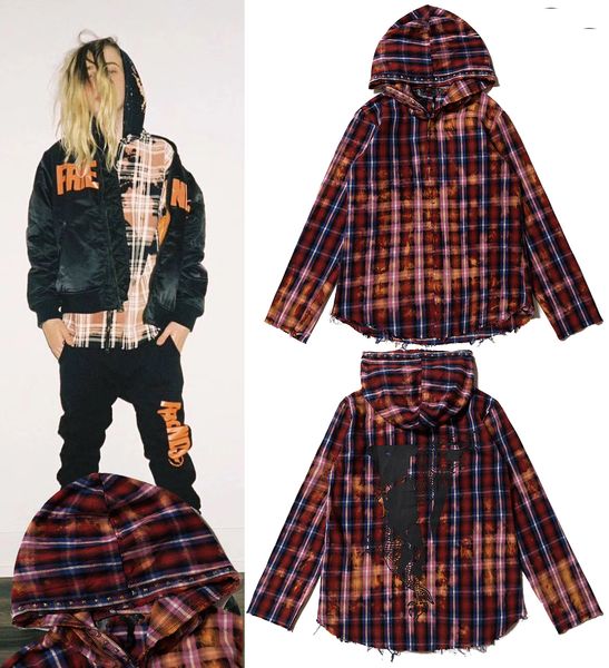 

Новый высокое качество VLONE клетчатая рубашка с капюшоном китайский дракон большо
