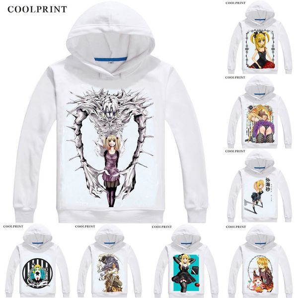 

amane misa rem remu shinigami mens hoodies death note desu noto men sweatshirt streetwear anime hoodie printed long hooded, Black