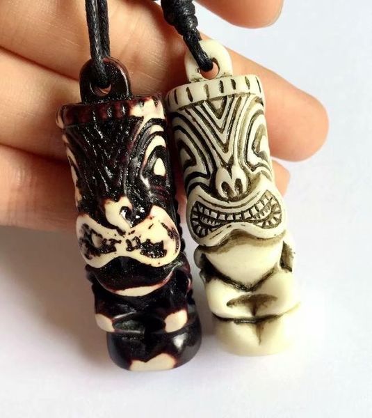 

yqtdmy 12 pcs imitation carved black white tiki god charm pendant necklace lucky amulet gift, Silver