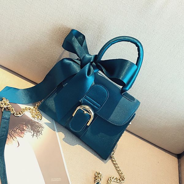 

european style fashion new handbags 2018 pu leather velvet women bag bow tie sweet lady tote bag chain shoulder