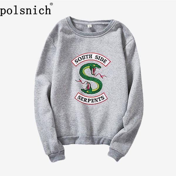 

riverdale sweatshirt 2019 new print women's plus velvet fashion long sleeve casual sweatshirt south side snake costume, Black