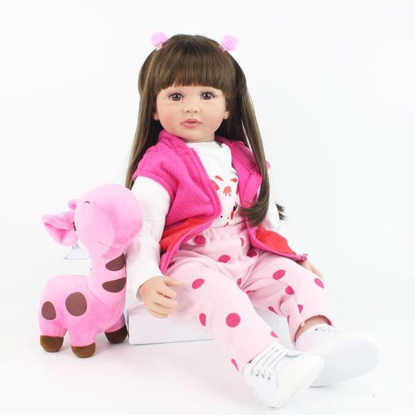 

60cm silicone reborn toddler princess toy doll for girl 24" vinyl newborn baby alive girl child birthday gift boneca y191211