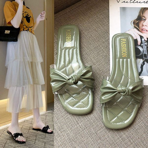 

2020 new korean version of the wild slippers female students outer wear summer red fairy wind flat low heel sandals and slippers, Black