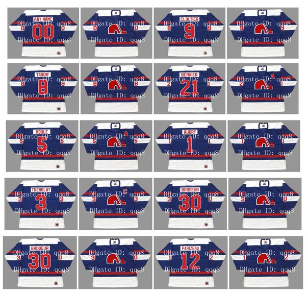 

vintage 1974 wha quebec nordiques jersey 9 real cloutier 8 marc tardif 21 serge bernier 1 serge aubry 3 j.c. tremblay custom hockey jerseys, Black;red