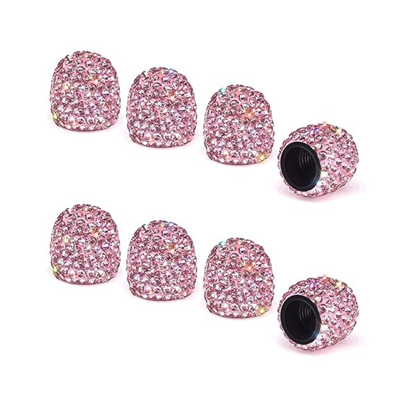 

8 x diamond valve caps universal car tire valve cover tire wheel hub air valve cap for car, bike, motorcycle, pink