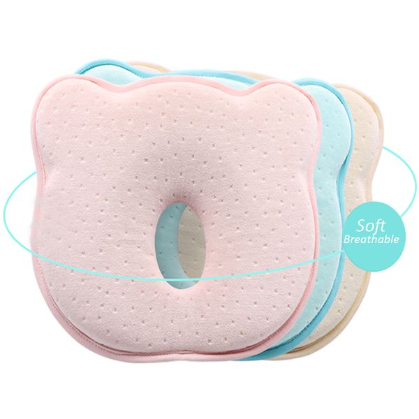 

baby head shaping pillow for newborn anti roll baby soft memory foam infant pillow to prevent flat head 0-12m syndrome