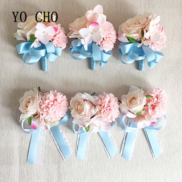 

yo cho delicate 5 colors rose wrist corsage brideamaid sisters hand flowers artificial bride flower for wedding party decor prom