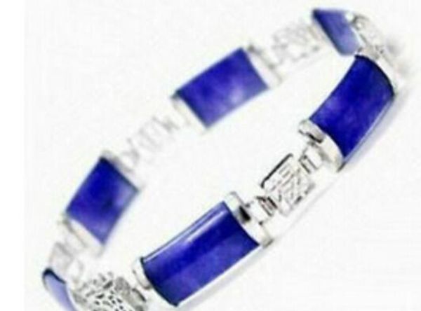 Pulseira pulseira de jade azul chinês 18k wg pulseiras de prata de ouro pulseira de cristal