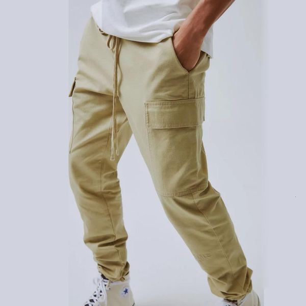 

19fw 2020 essentials cargo pants tooling drawstring trousers sweatpants casual sport joggers elastic waist pants hfymkz181, Black