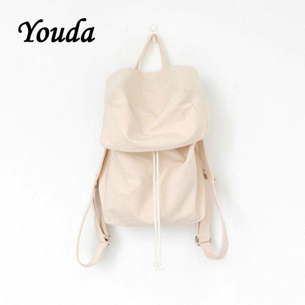 

youda solid color canvas bag simple temperament student backpack large capacity student backpacks schoolbag shoulder bags